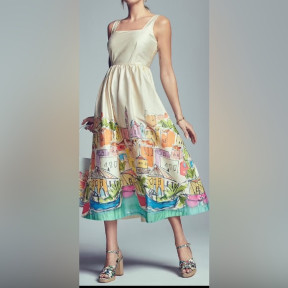 Boden Dresses & Skirts - Boden Violet Square Neck Midi Dress Size 4 Petite